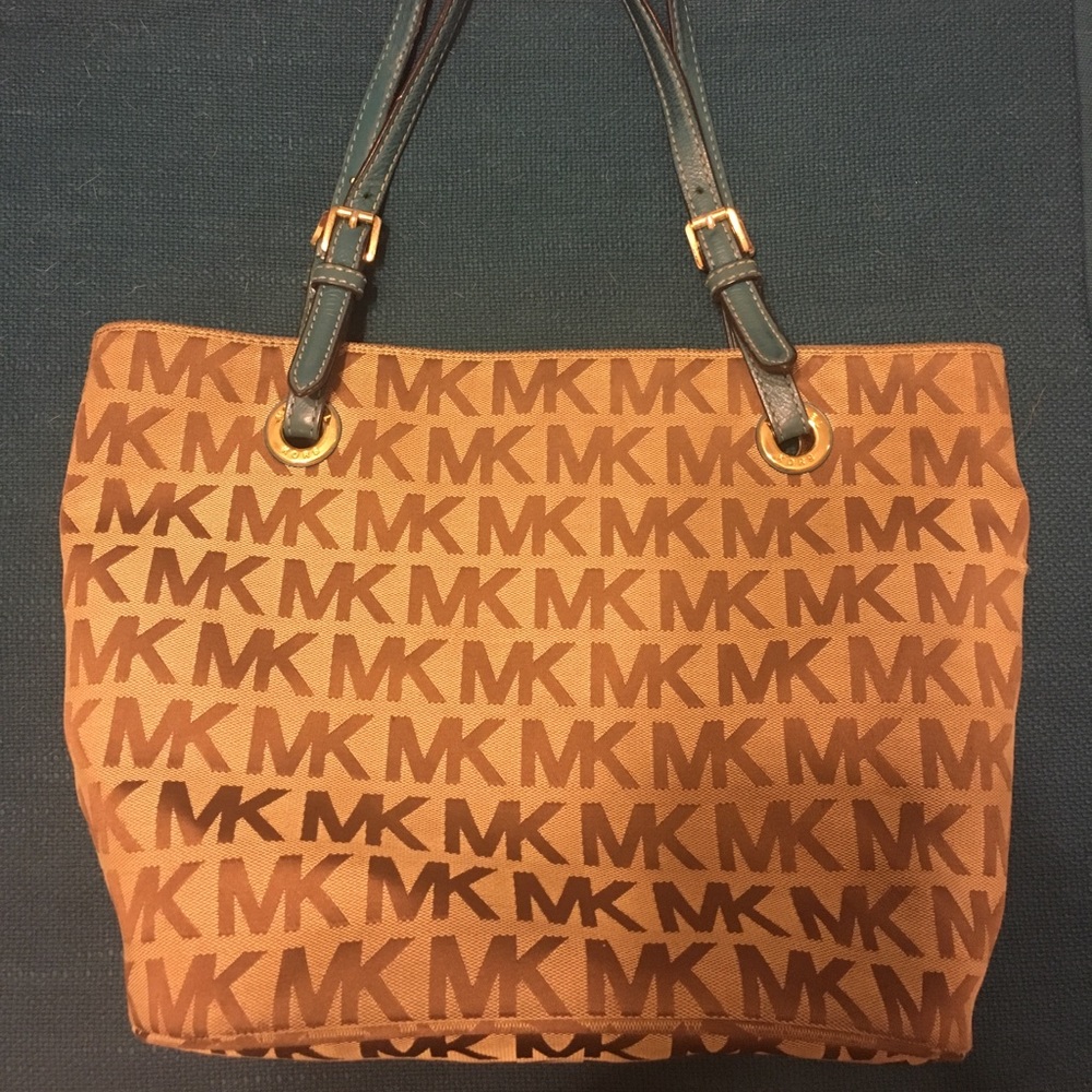 Monogram MK handbag - teal handles